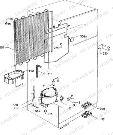 Взрыв-схема холодильника Zanussi Z626/6RD - Схема узла Cooling system 017